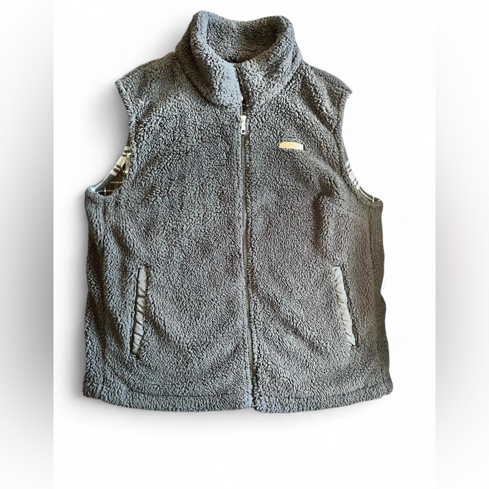 Sage Collective Women’s Black and Plaid Sherpa Fleece Vest Size XL